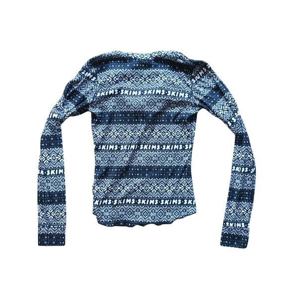 SKIMS Christmas Plush Pointelle Fairisle Henley Pajama Set Modal Medium Holiday - Picture 5 of 14